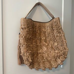 HOBO Textured Bag with Fringe Detail